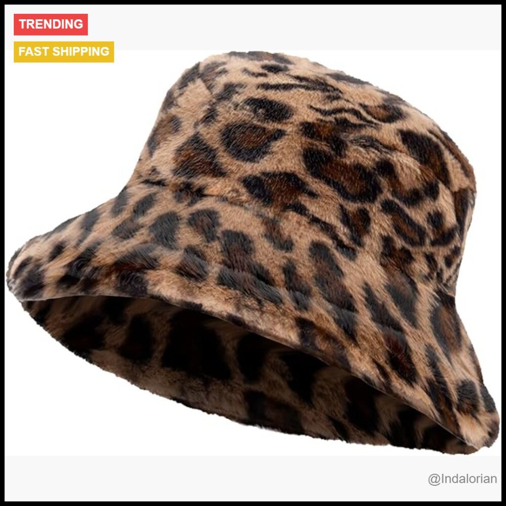 Plush Faux Fur Bucket Hat Cozy Winter Warm Lining Wide Brim Adjustable Fit